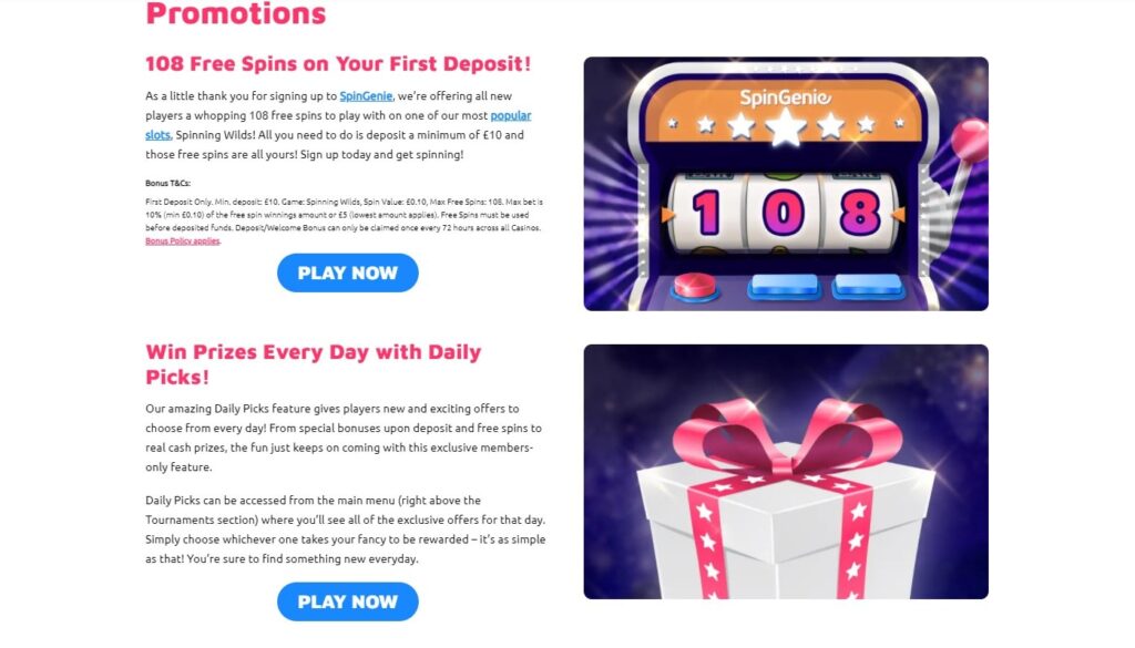 Spin Genie No Deposit Bonus