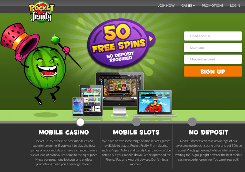 Pocket Fruity 50 Free Spins